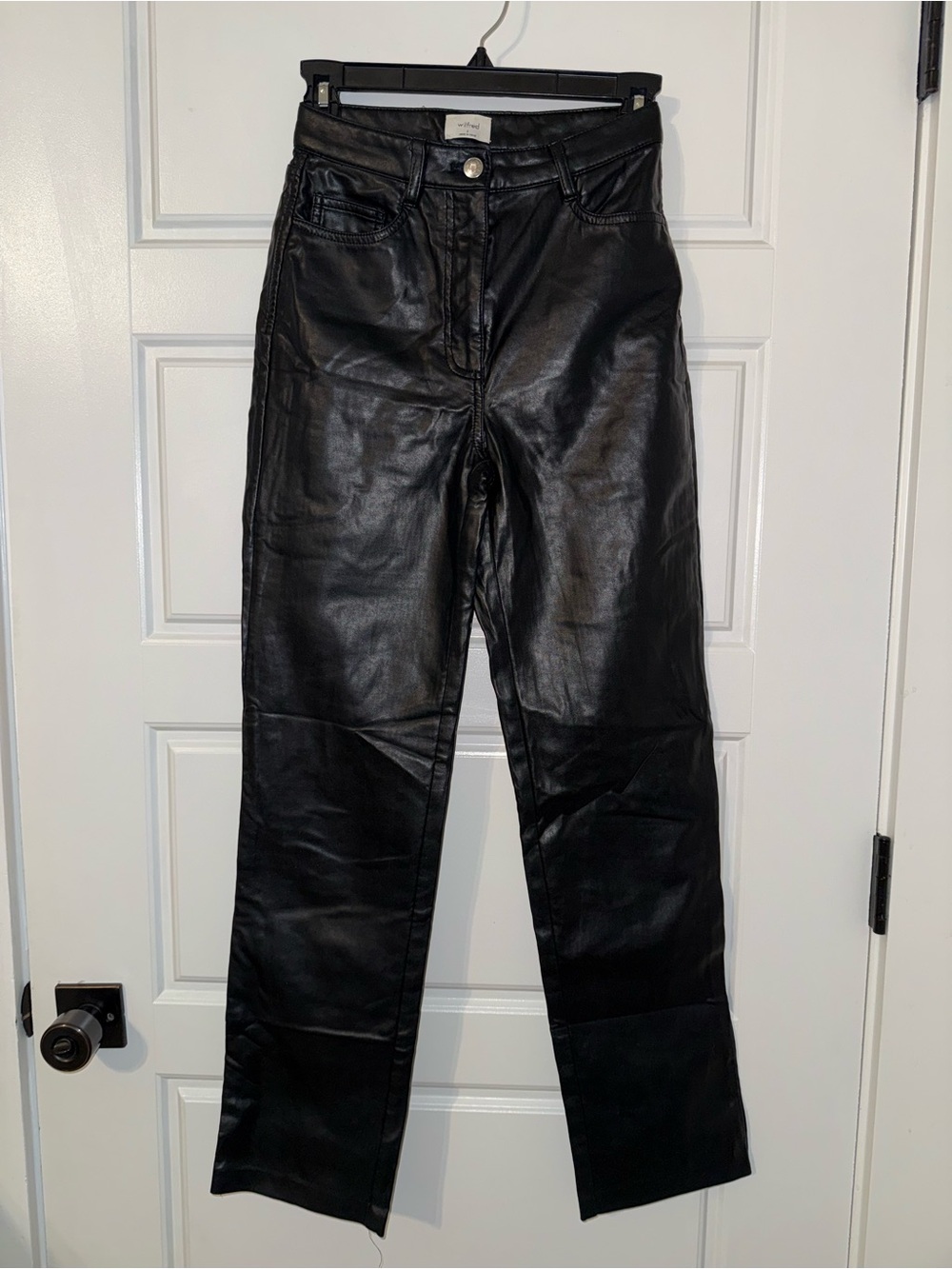Wilfred Black Faux Leather Straight-Leg Jeans